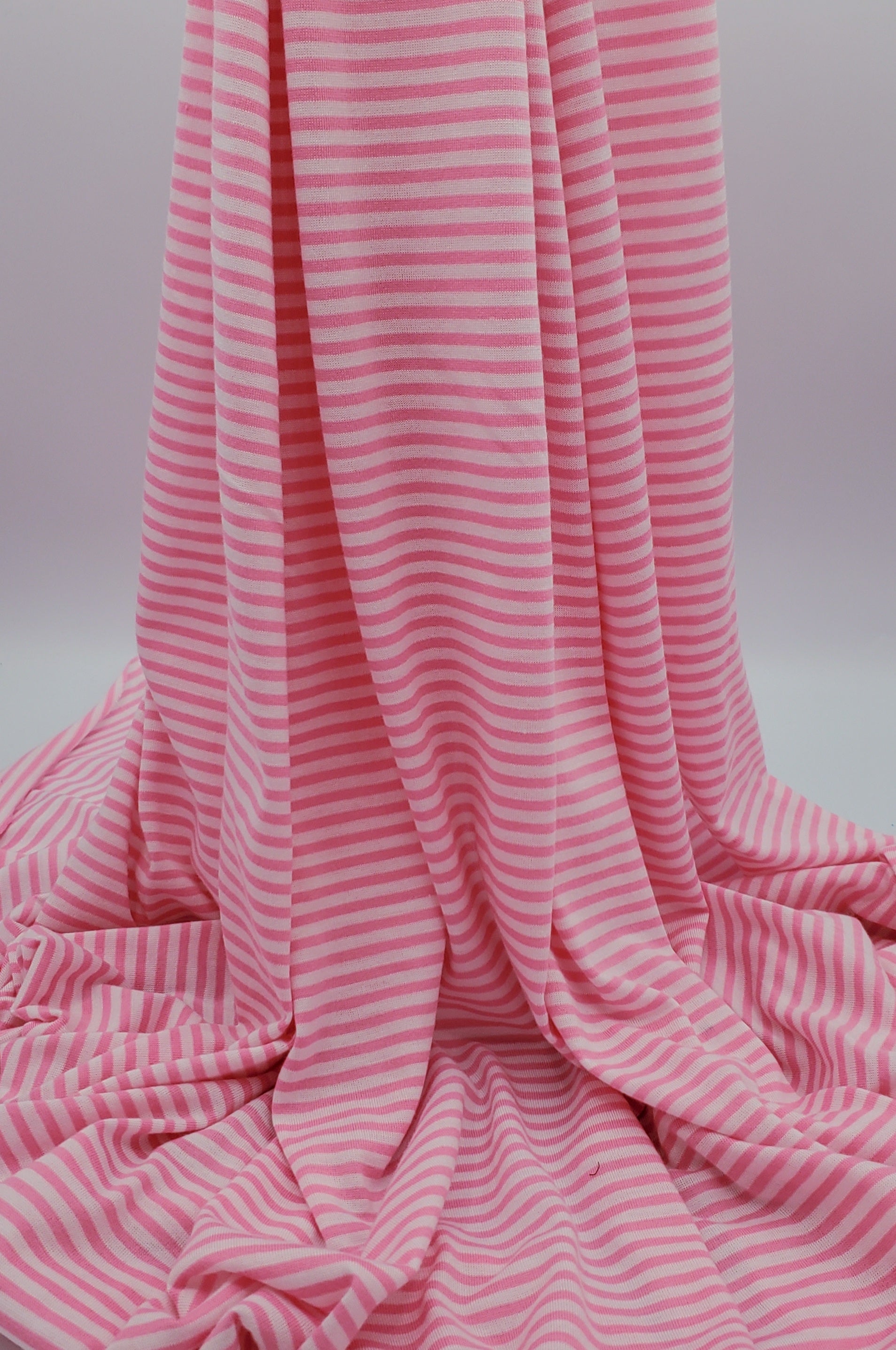 Pink and White Mini-Stripe Poly Jersey