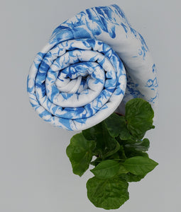 Blue Floral Cotton Poly Blend Jersey