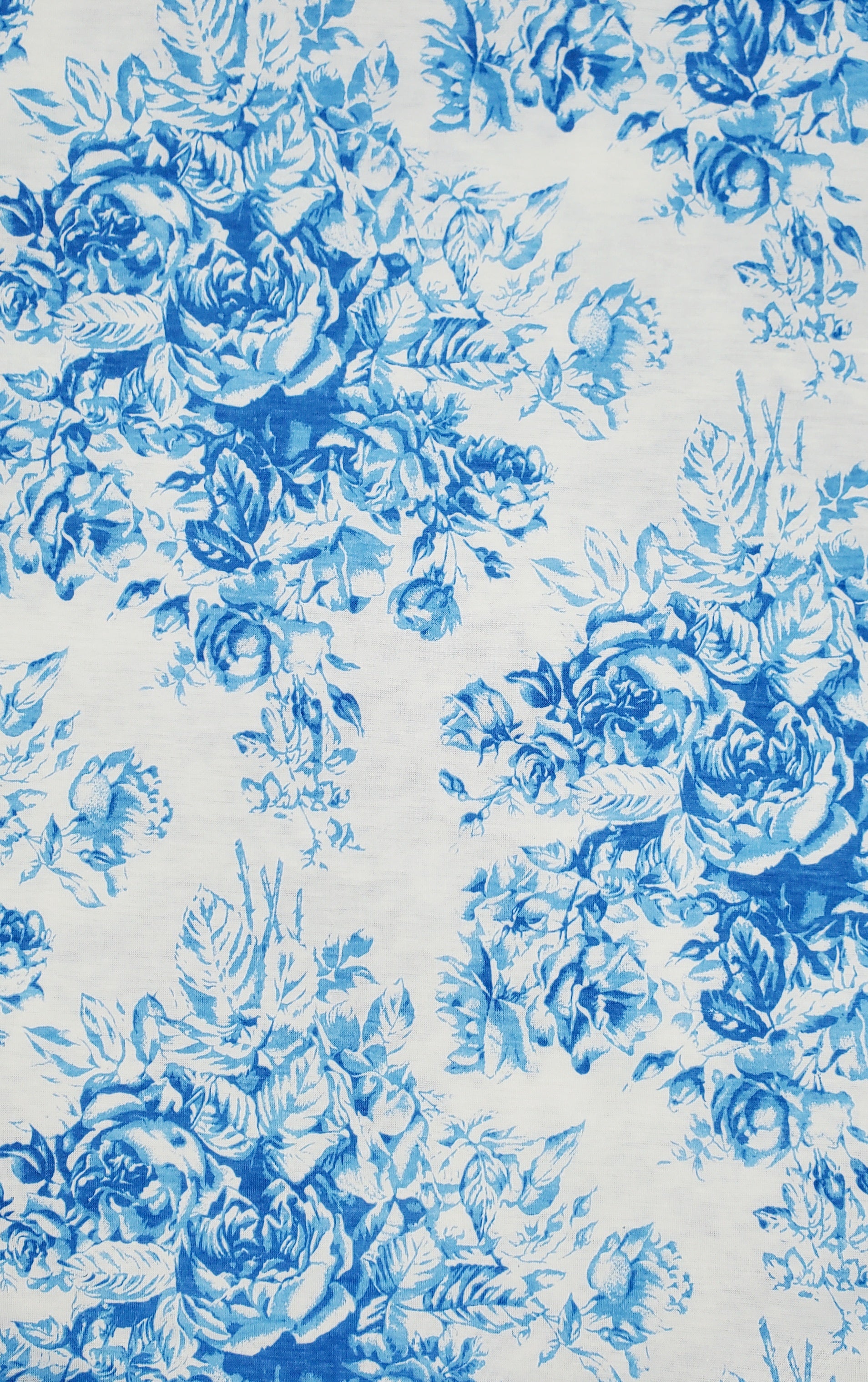 Blue Floral Cotton Poly Blend Jersey